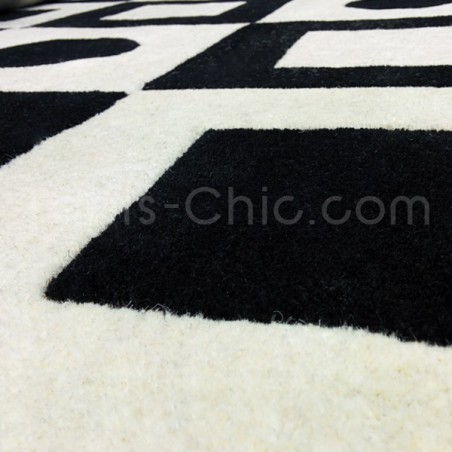 Tapis Contemporain Simbols noir et blanc en laine par Carving Tapis Contemporain Simbols noir et blanc en laine par Carving