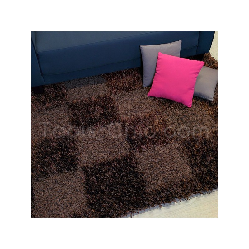 Tapis design shaggy Damier Marron pour Tapis Chic Collection