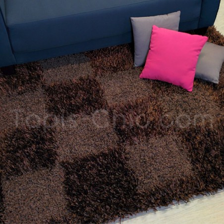 Tapis design shaggy Damier Marron pour Tapis Chic Collection