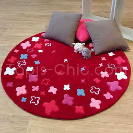Tapis Rond pour Enfant Bloom Field Rouge par Esprit Home Tapis Rond pour Enfant Bloom Field Rouge par Esprit Home