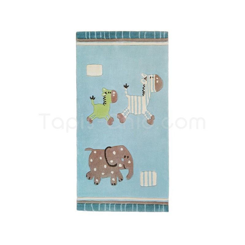 Tapis Enfant Lucky zoo Bleu - ESPRIT HOME