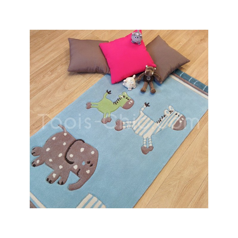 Tapis Enfant Lucky zoo bleu par Esprit Home (petites tailles)