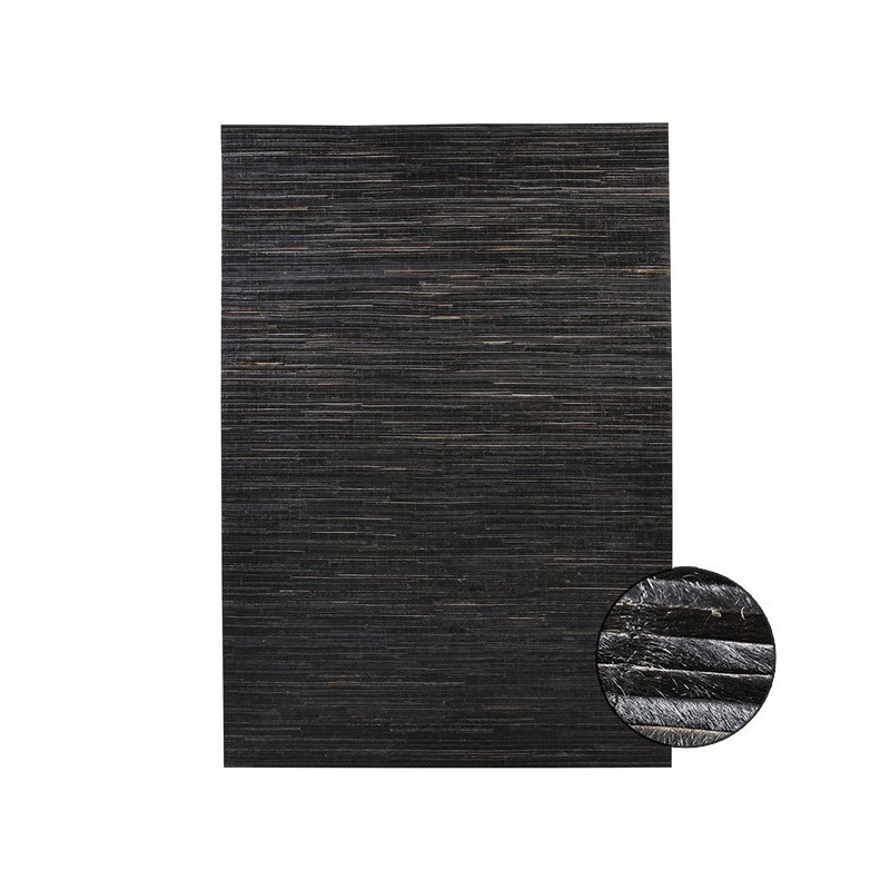 Tapis Salon en Cuir Véritable cousu main Sand brun noir - DHF