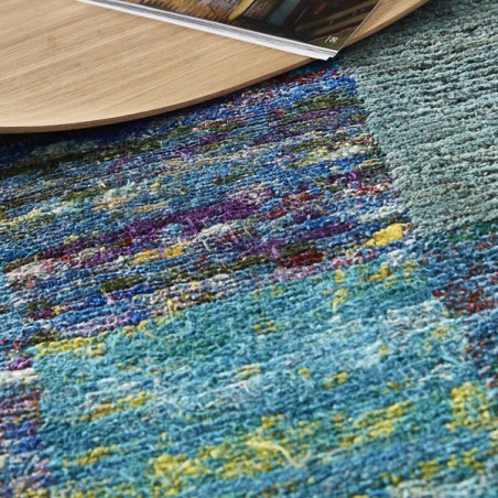 Tapis Patchwork Turquoise Sari par Home Spirit Tapis Patchwork Turquoise Sari par Home Spirit