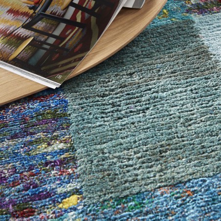 Tapis Patchwork Turquoise Sari par Home Spirit Tapis Patchwork Turquoise Sari par Home Spirit