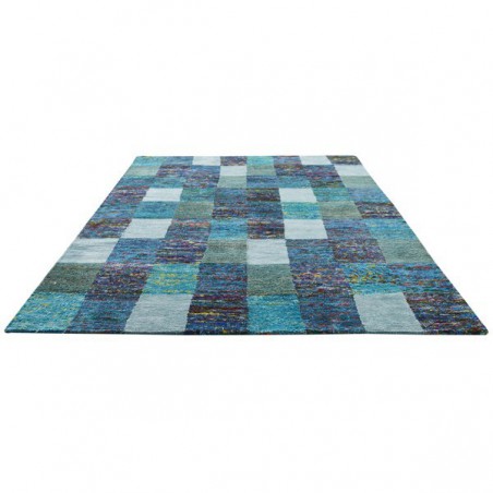 Tapis Patchwork Turquoise Sari par Home Spirit Tapis Patchwork Turquoise Sari par Home Spirit