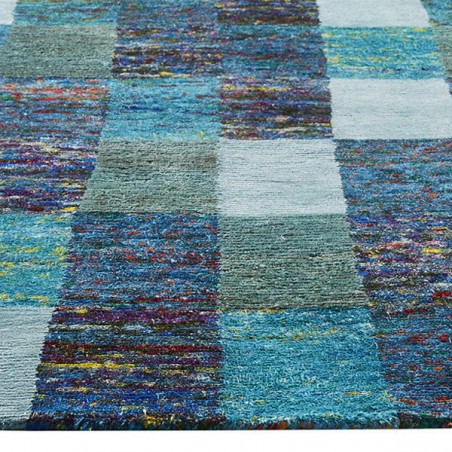 Tapis Patchwork Turquoise Sari par Home Spirit Tapis Patchwork Turquoise Sari par Home Spirit