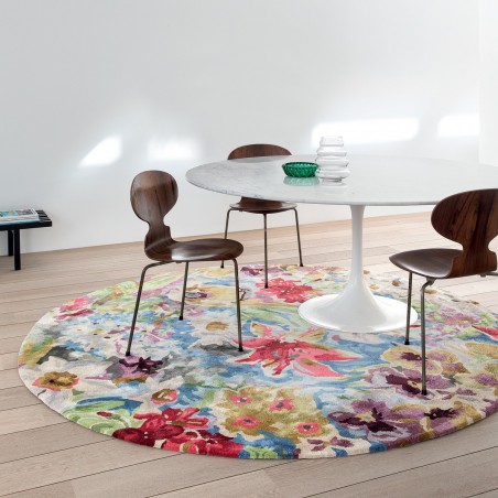 Tapis rond par Ligne Pure 230 cm fleuri et coloré en viscose Tapis rond par Ligne Pure 230 cm fleuri et coloré en viscose
