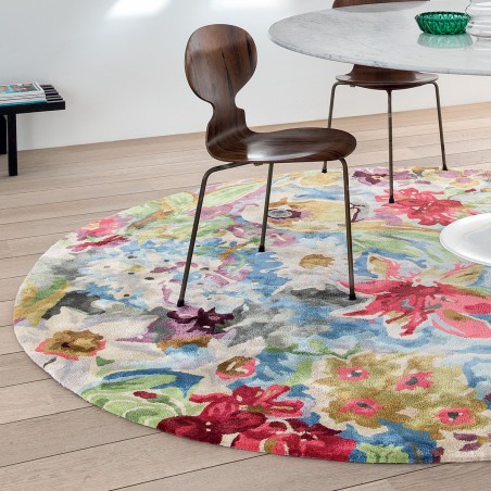 Tapis rond par Ligne Pure 230 cm fleuri et coloré en viscose Tapis rond par Ligne Pure 230 cm fleuri et coloré en viscose