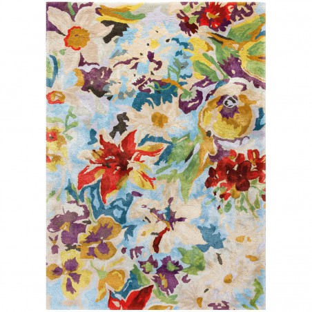 Tapis rectangulaire par Ligne Pure fleuri et coloré en viscose Tapis rectangulaire par Ligne Pure fleuri et coloré en viscose