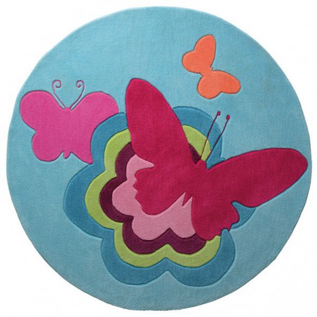 Tapis Rond pour Enfant Butterflies Turquoise par Esprit Home Tapis Rond pour Enfant Butterflies Turquoise par Esprit Home