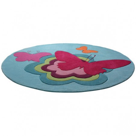 Tapis Rond pour Enfant Butterflies Turquoise par Esprit Home Tapis Rond pour Enfant Butterflies Turquoise par Esprit Home