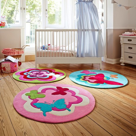 Tapis Rond pour Enfant Butterflies Turquoise par Esprit Home Tapis Rond pour Enfant Butterflies Turquoise par Esprit Home