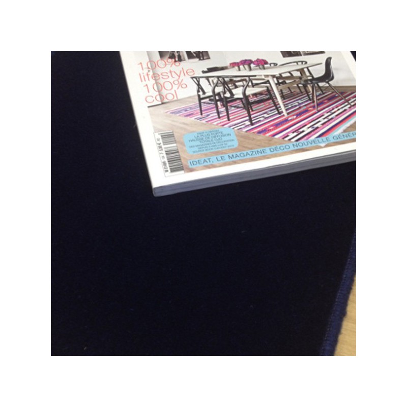 Tapis sur mesure Rond en laine Bleu Foncé gamme Velvet finition surjet