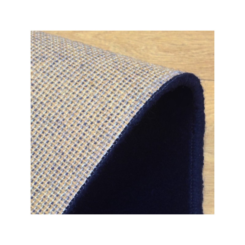 Tapis sur mesure Rond en laine Bleu Foncé gamme Velvet finition surjet