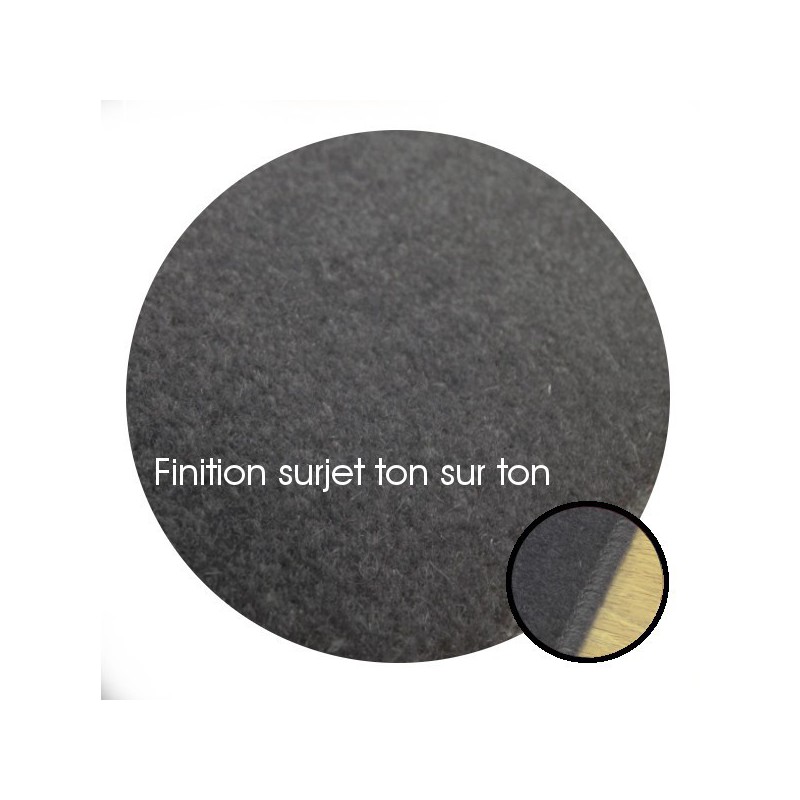 Tapis sur mesure Rond en laine Gris Charbon gamme Velvet finition surjet