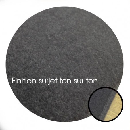 Tapis sur mesure Rond en laine Gris Charbon gamme Velvet finition surjet