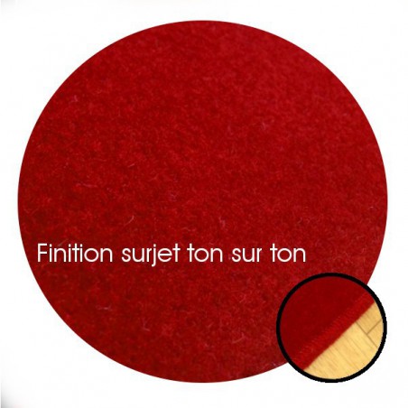 Tapis sur mesure Rond en laine Rouge impérial gamme Velvet finition surjet