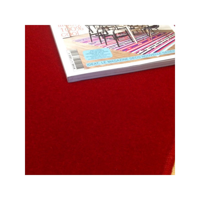 Tapis sur mesure Rond en laine Rouge impérial gamme Velvet finition surjet