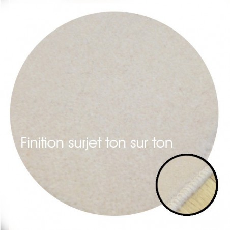 Tapis sur mesure Rond en laine Ecru gamme Velvet finition surjet