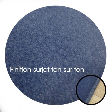 Tapis sur mesure Rond en laine Bleu Windsor gamme Velvet finition surjet