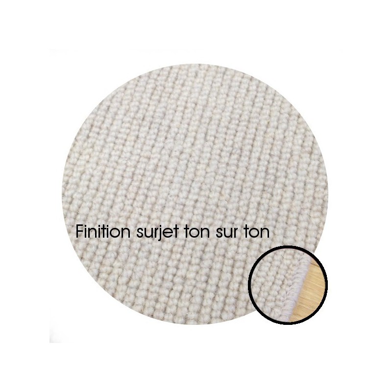 Tapis sur mesure Rond en laine Blanc Perlé gamme Dubai