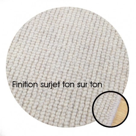 Tapis sur mesure Rond en laine Blanc Perlé gamme Dubai