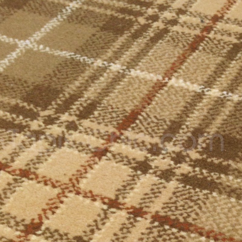 Tapis sur mesure en laine motif tartan tons beiges
