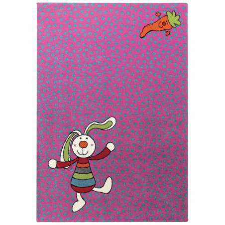 Tapis Enfant Rainbow Rabbit Rose par Sigikid