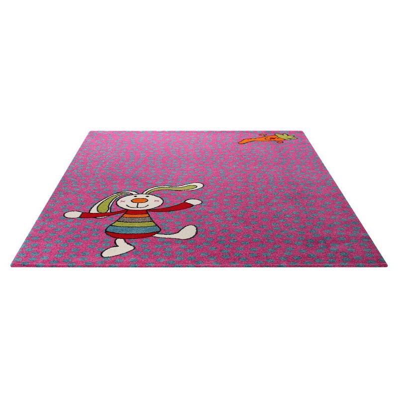 Tapis Enfant Rainbow Rabbit Rose par Sigikid