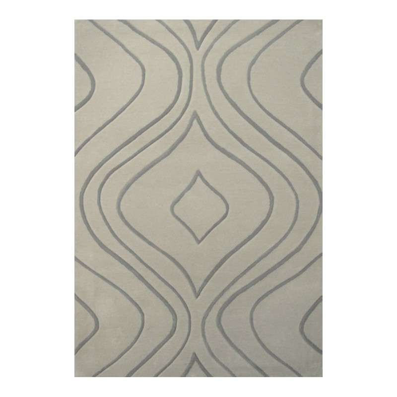 Tapis design vague avec du relief gris clair et fines vagues en gris plus foncé