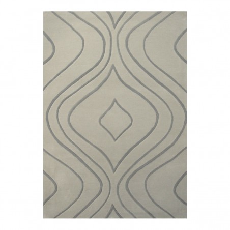 Tapis design vague avec du relief gris clair et fines vagues en gris plus foncé