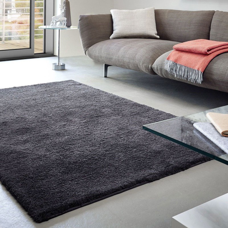  Tapis  gris  anthracite  rectangulaire en polyester par Tapis  