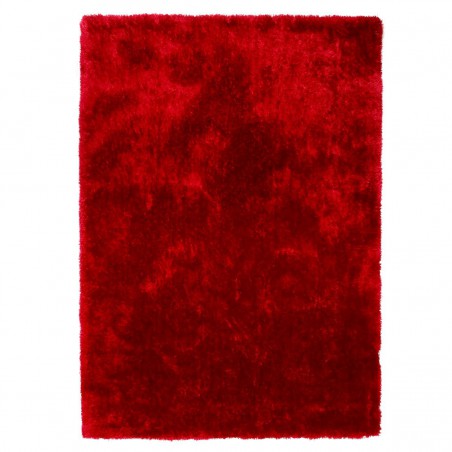 Tapis shaggy rouge-bordeaux en polyester par Tapis Chic Collection