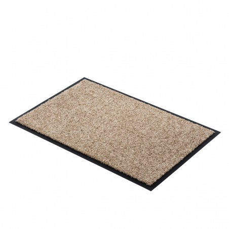 Paillasson marron clair uni lavable en machine par Tapis Chic Collection