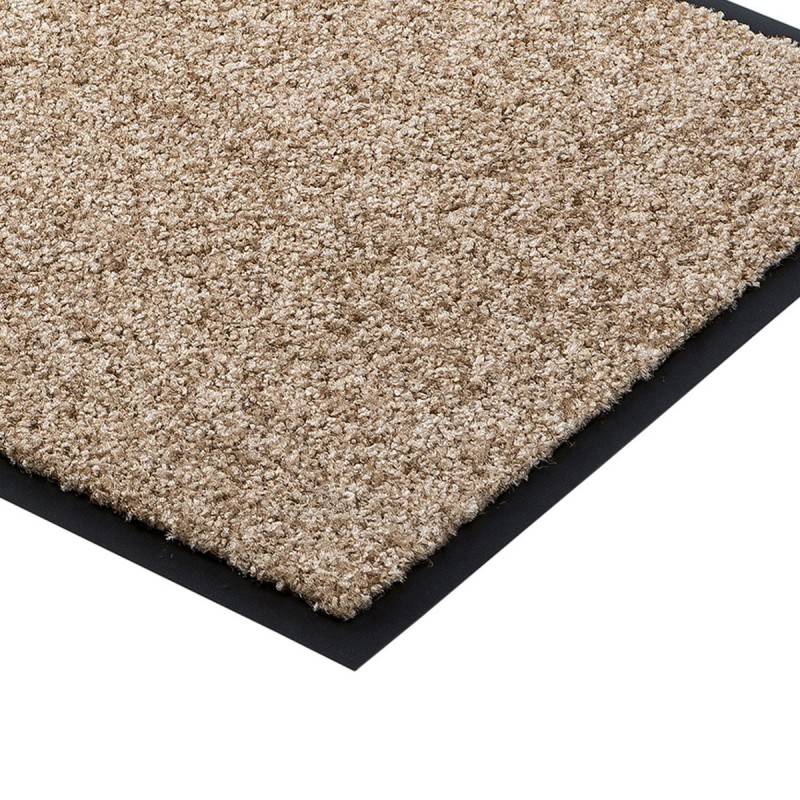 Paillasson marron clair uni lavable en machine par Tapis Chic Collection