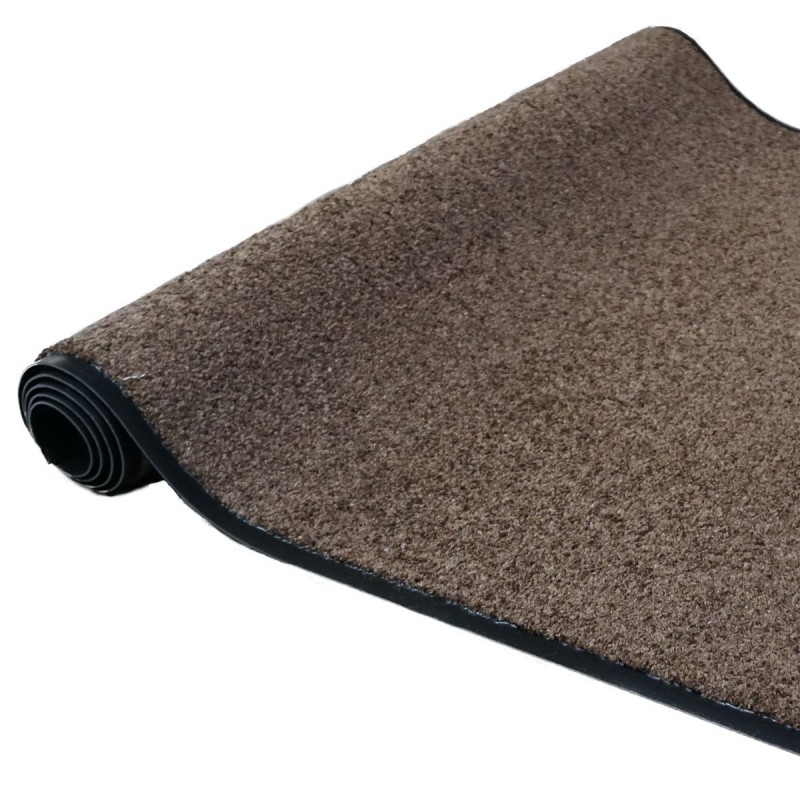 Paillasson marron chocolat uni lavable en machine par Tapis Chic Collection