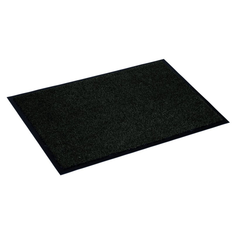 Paillasson noir uni lavable en machine par Tapis Chic Collection