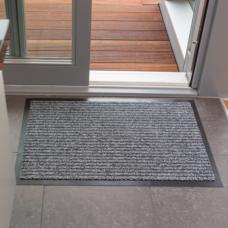 Paillasson gris à lignes fines par Tapis Chic Collection