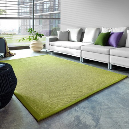 Tapis sur-mesure en sisal gansé vert