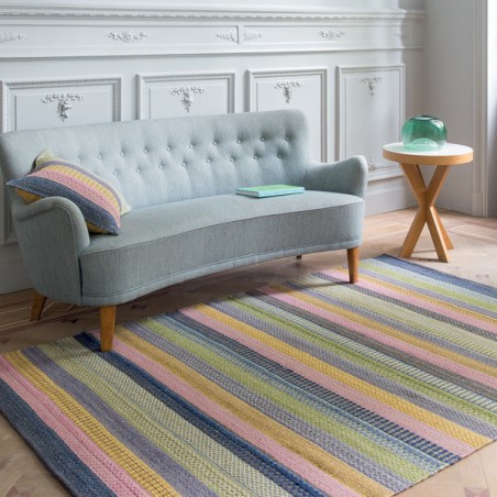 Tapis en laine tissé à la main rayures multicolores par Ligne Pure Tapis en laine tissé à la main rayures multicolores par Ligne Pure