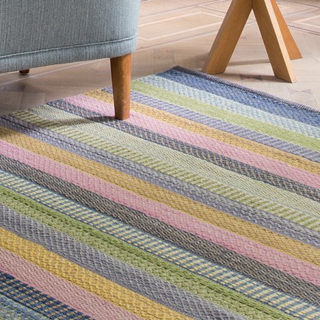 Tapis en laine tissé à la main rayures multicolores par Ligne Pure Tapis en laine tissé à la main rayures multicolores par Ligne Pure