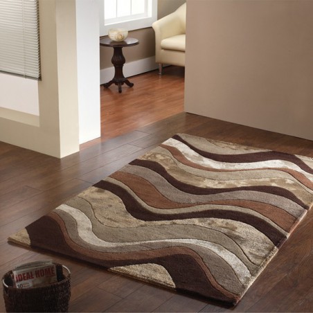 Tapis Saria Brown Taupe rectangulaire avec des motifs de vagues dans les tons marrons par Flair Rugs fait main Tapis Saria Brown Taupe rectangulaire avec des motifs de vagues dans les tons marrons par Flair Rugs fait main