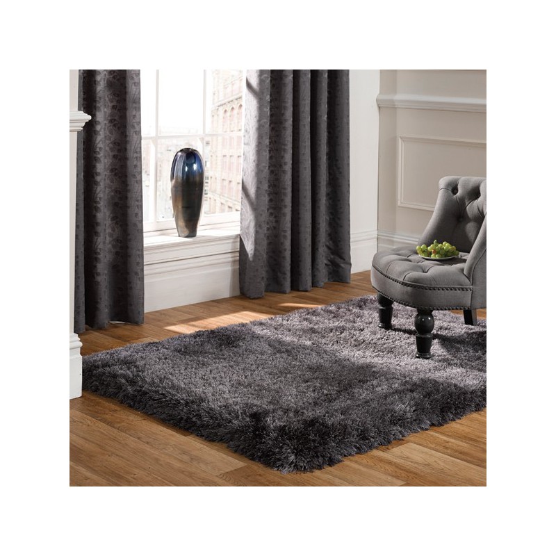Tapis rectangulaire gris shaggy épais Pearl gris par Flair Rugs
