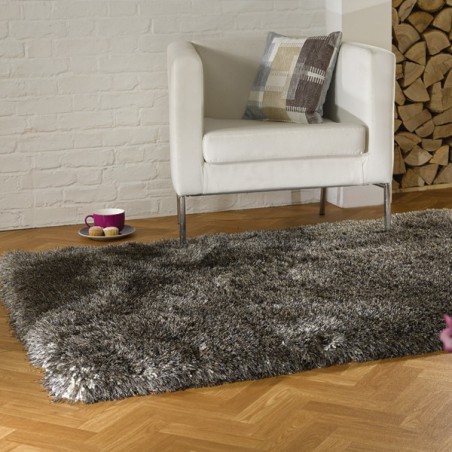 Tapis rectangulaire et rond marron shaggy épais Pearl gris par Flair Rugs Tapis rectangulaire et rond marron shaggy épais Pearl gris par Flair Rugs