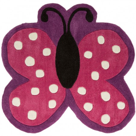 Tapis Enfant Papillon Rose 90 x 90 cm