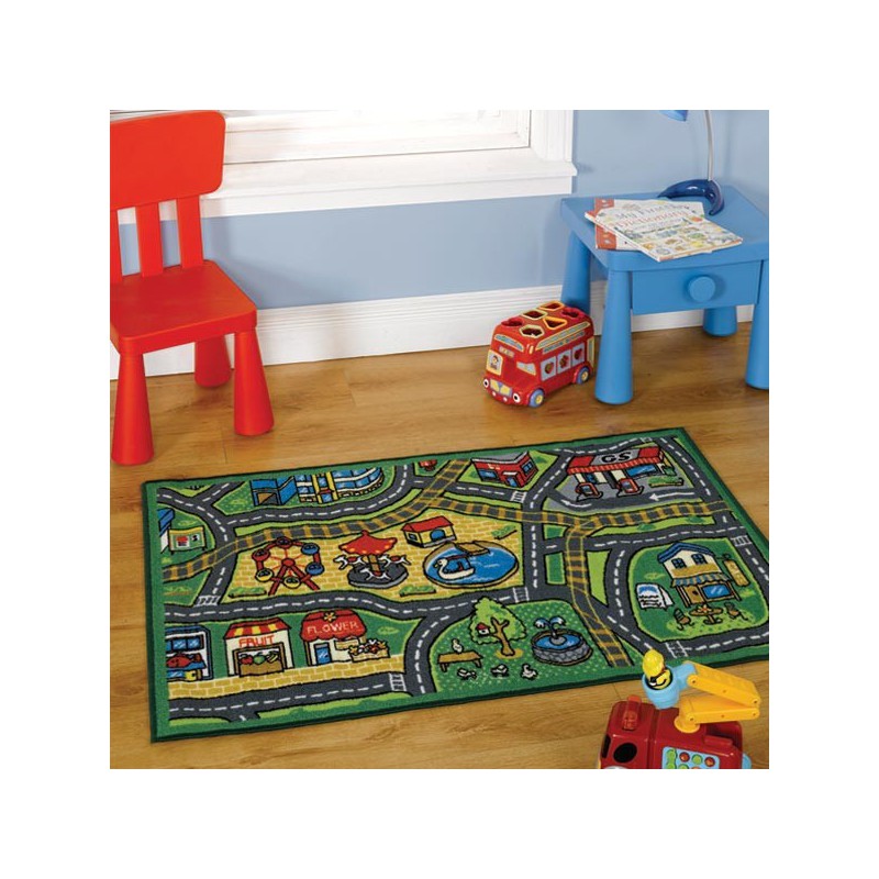 Tapis à motifs urbains de jeux pour chambre enfant la Ville Vivante