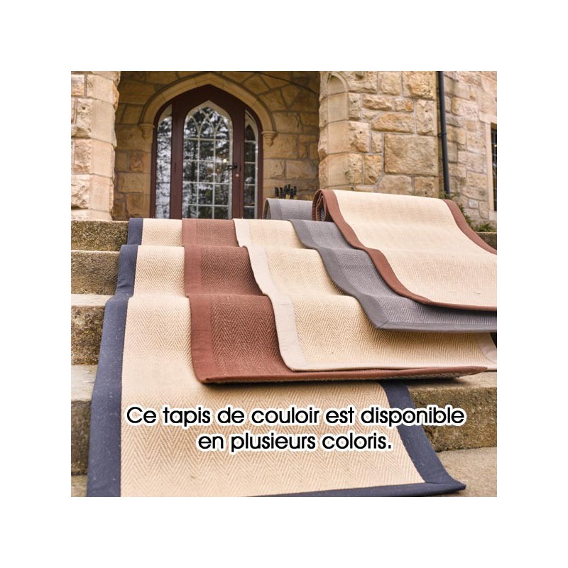 Tapis de couloir rectangulaire Herrinbone beige par Flair Rugs