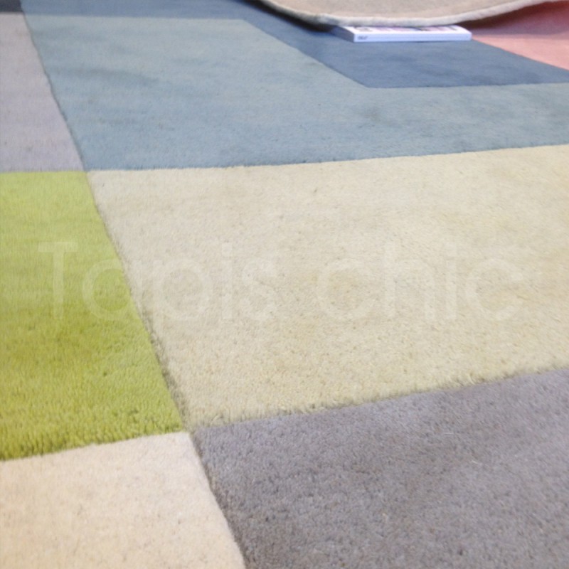 Tapis Tetris Lime rectangulaire bleu vert et rose