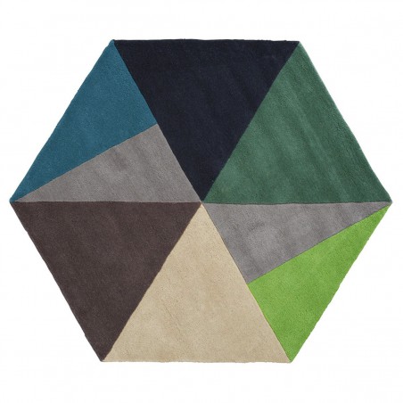Tapis hexagonal Sato Petrol par Linie Design Tapis hexagonal Sato Petrol par Linie Design